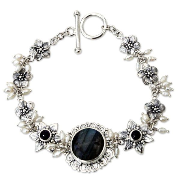 Alternate image for Unique Labradorite and Pearl Bracelet Angelic