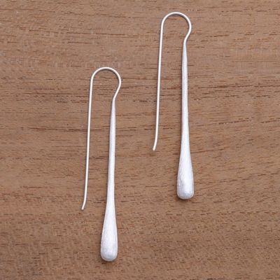 Alternate image for Brushed-Satin Sterling Silver Drop Earrings from Bali Brushed Classic