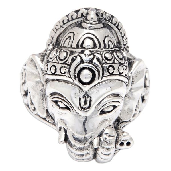 Alternate image for Mens Sterling Silver Ganesha Cocktail Ring from Bali Ganapati