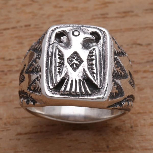 Alternate image for Sterling Silver Eagle Signet Ring Crafted in Bali Ancient Eagle