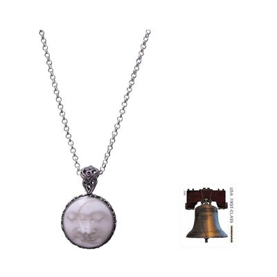 Alternate image for Balinese Handcrafted Silver Necklace with Bone Inlay Moon Romancing