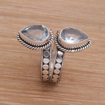Alternate image for Blue Topaz and Sterling Silver Cocktail Ring from Bali Twin Promise