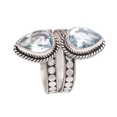 Alternate image for Blue Topaz and Sterling Silver Cocktail Ring from Bali Twin Promise