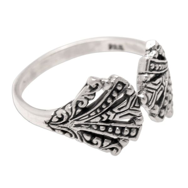 Alternate image for Fan-Shaped Sterling Silver Band Ring Crafted in Bali Beautiful Fan