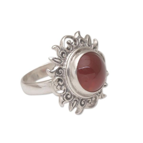 Alternate image for Sun Themed Carnelian and Sterling Silver Cocktail Ring Light Of The Universe