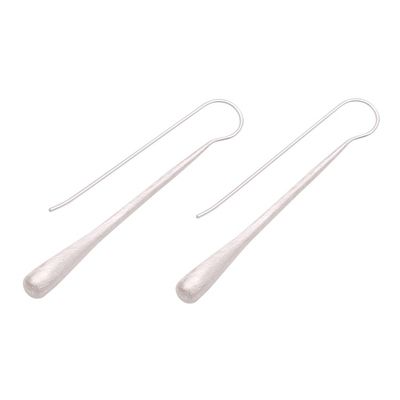 Alternate image for Brushed-Satin Sterling Silver Drop Earrings from Bali Brushed Classic