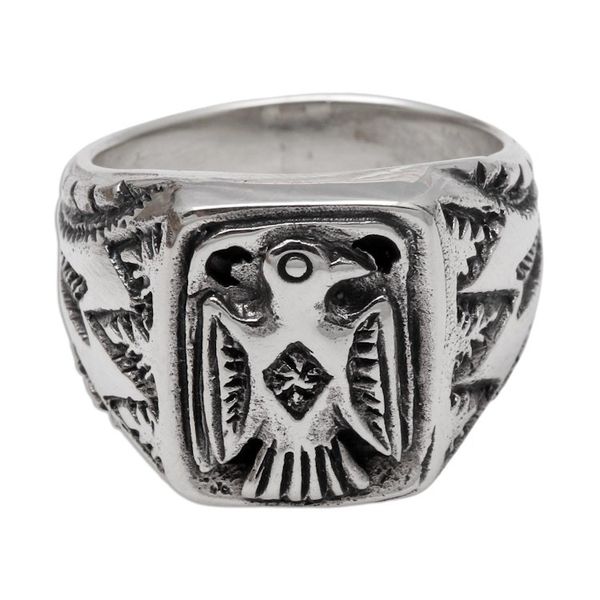 Alternate image for Sterling Silver Eagle Signet Ring Crafted in Bali Ancient Eagle