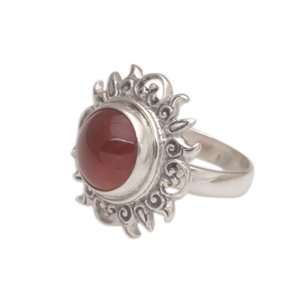 Alternate image for Sun Themed Carnelian and Sterling Silver Cocktail Ring Light Of The Universe