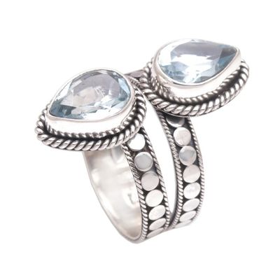 Alternate image for Blue Topaz and Sterling Silver Cocktail Ring from Bali Twin Promise