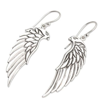 Alternate image for Hand Crafted Sterling Silver Eagle Dangle Earrings Adventurous Eagle