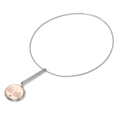 Alternate image for Cow Bone Sterling Silver Womens Choker Necklace from Bali Lombok Mask