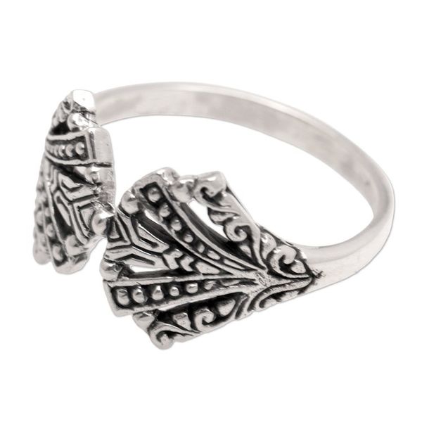 Alternate image for Fan-Shaped Sterling Silver Band Ring Crafted in Bali Beautiful Fan