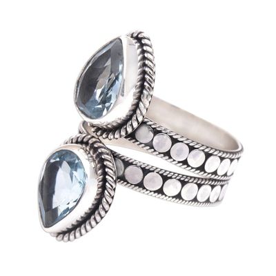 Alternate image for Blue Topaz and Sterling Silver Cocktail Ring from Bali Twin Promise