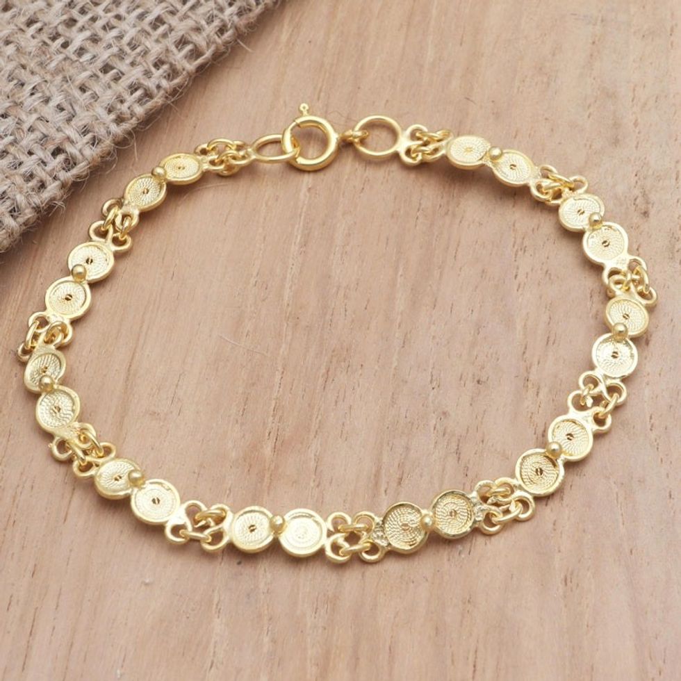 Hand Crafted Gold-Plated Filigree Bracelet 'Early Sunrise'