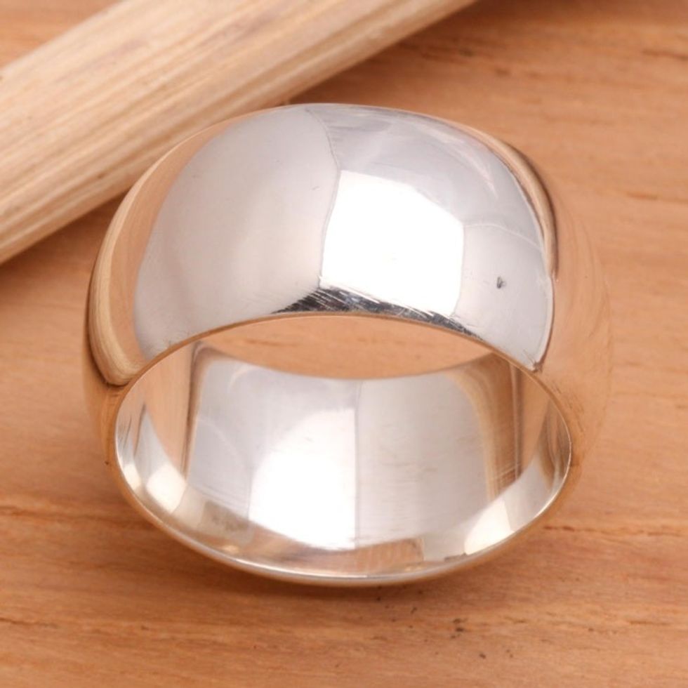 Men's Sterling Silver Band Ring 'Peace'