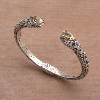 Alternate image for Floral Citrine and Silver Cuff Bracelet from Bali Transcendent Forest