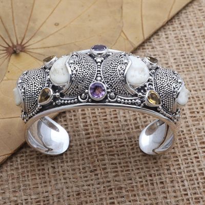 Alternate image for Hand Crafted Amethyst and Citrine Cuff Bracelet Rainbow Moon