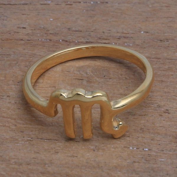 Alternate image for 18k Gold Plated Sterling Silver Scorpio Band Ring Golden Scorpio