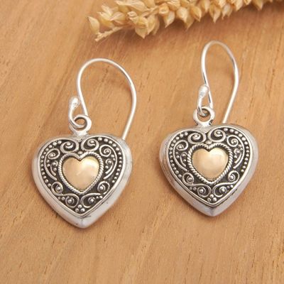 Alternate image for 18k Gold-Accented Heart-Shaped Dangle Earrings from Bali Signs of Love