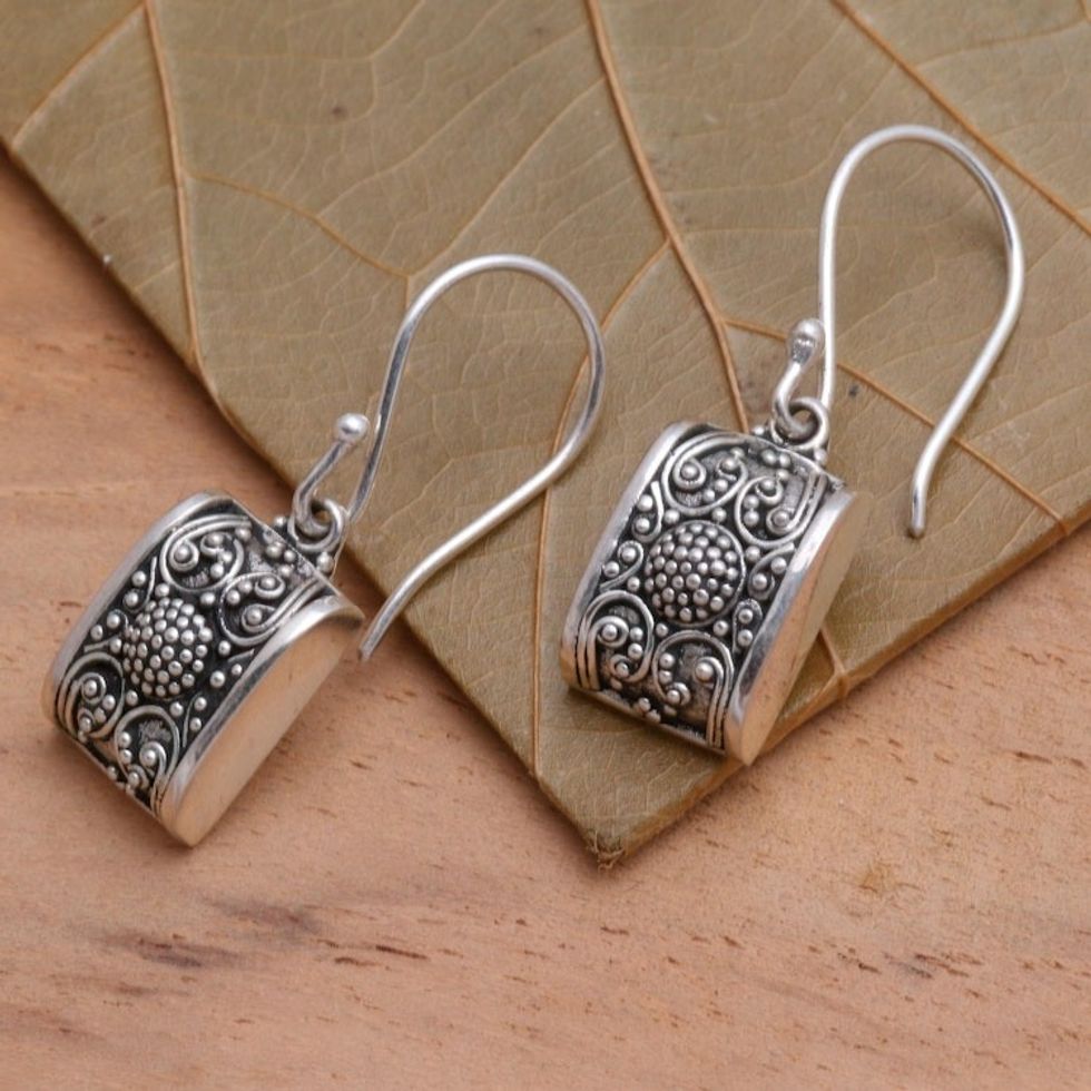 Sterling silver dangle earrings 'Paradise Square'