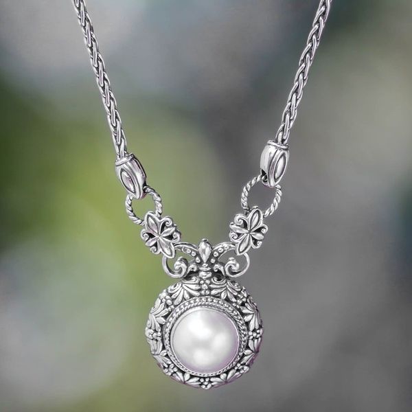 Alternate image for Cultured Pearl and Sterling Silver Pendant Necklace Hapsari