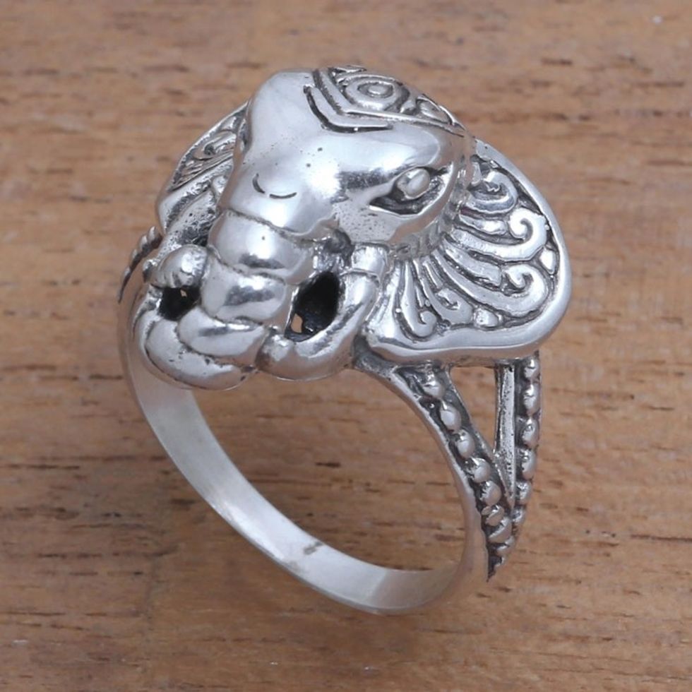 Sterling Silver Elephant Cocktail Ring from Bali 'Elephant King'