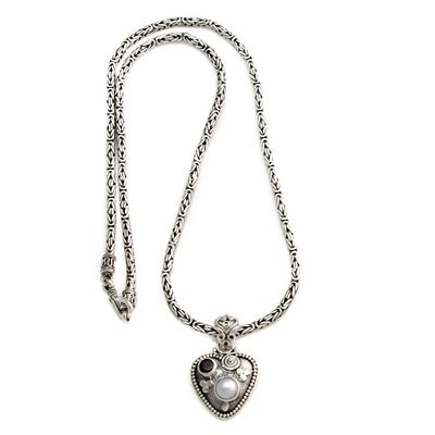 Alternate image for Sterling Silver and Pearl Heart Necklace So in Love