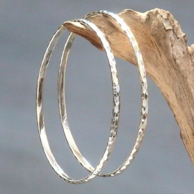 Alternate image for Womens Bangle Bracelets from Bali in Sterling Silver Pair Sterling Circles