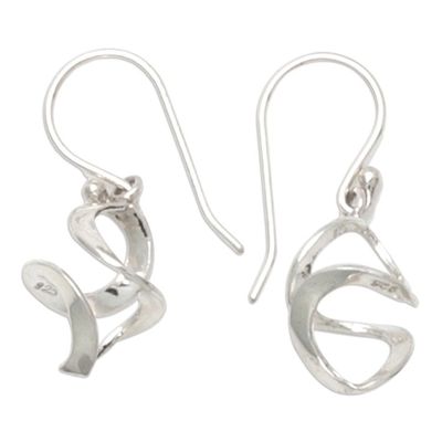 Alternate image for Geometric Abstract Sterling Silver Dangle Earrings from Bali Modern Petals