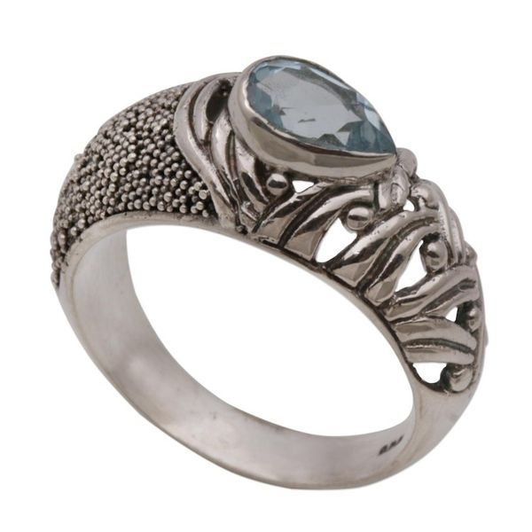 Alternate image for Blue Topaz and Sterling Silver Single Stone Ring from Bali Two Souls