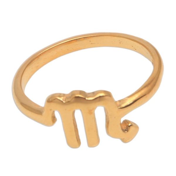 Alternate image for 18k Gold Plated Sterling Silver Scorpio Band Ring Golden Scorpio