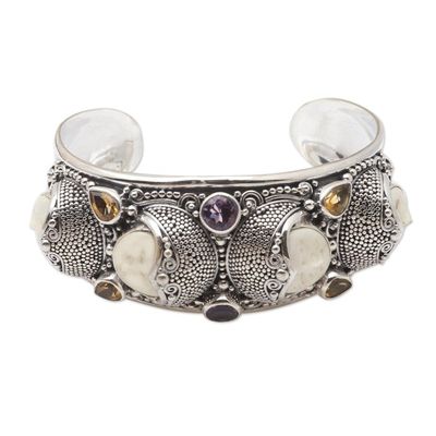 Alternate image for Hand Crafted Amethyst and Citrine Cuff Bracelet Rainbow Moon