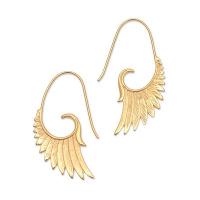 Alternate image for 18k Gold Plated Sterling Silver Wing Half-Hoop Earrings Wings at Dawn