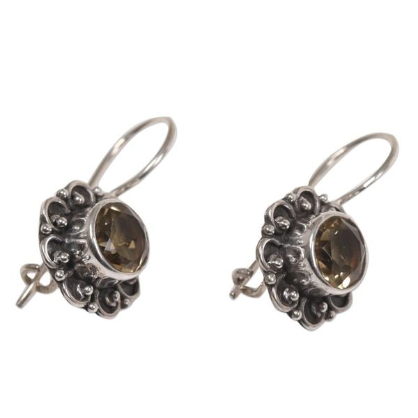 Alternate image for Sterling Silver and Citrine Sunflower Drop Earrings Singaraja Sunflower