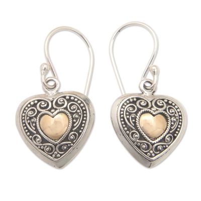 Alternate image for 18k Gold-Accented Heart-Shaped Dangle Earrings from Bali Signs of Love