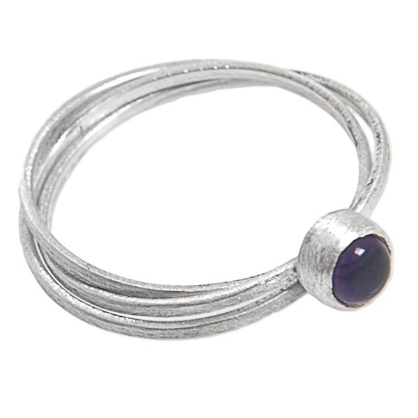 Alternate image for Hand Made Amethyst and Sterling Silver Solitaire Ring Magical Force in Purple