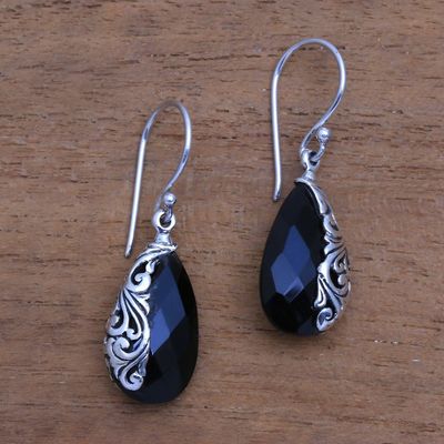 Alternate image for Drop-Shaped 5-Carat Onyx Dangle Earrings from Bali Night Sorceress