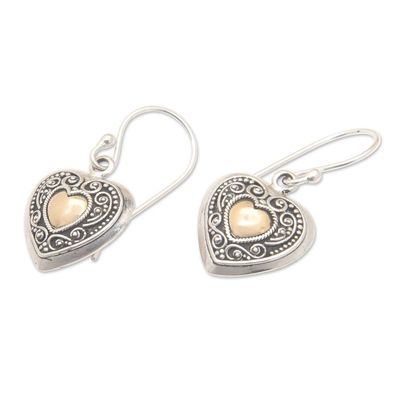 Alternate image for 18k Gold-Accented Heart-Shaped Dangle Earrings from Bali Signs of Love