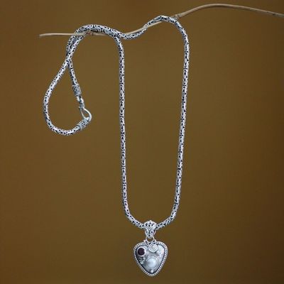 Alternate image for Sterling Silver and Pearl Heart Necklace So in Love