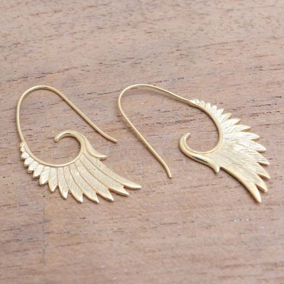 Alternate image for 18k Gold Plated Sterling Silver Wing Half-Hoop Earrings Wings at Dawn