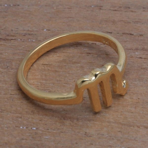 Alternate image for 18k Gold Plated Sterling Silver Scorpio Band Ring Golden Scorpio