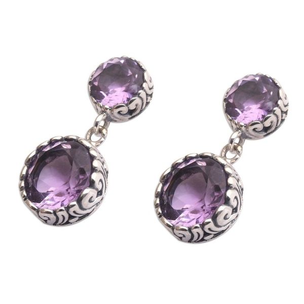 Alternate image for Handmade Amethyst and Sterling Silver Dangle Earrings Memory Everlasting