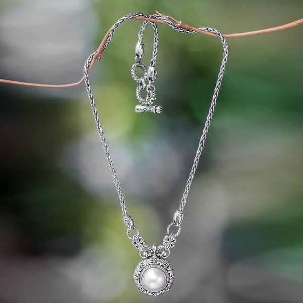 Alternate image for Cultured Pearl and Sterling Silver Pendant Necklace Hapsari