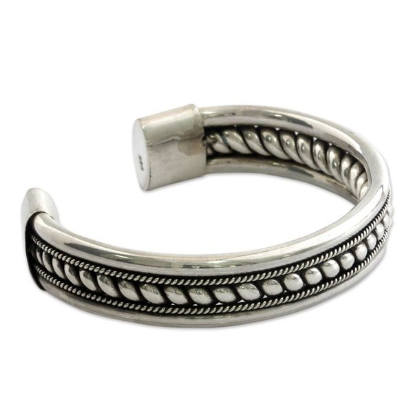Alternate image for Modern Sterling Silver Cuff Bracelet Handcrafted in Bali Strength of Celuk