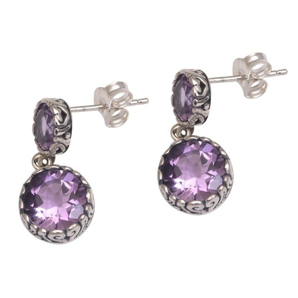 Alternate image for Handmade Amethyst and Sterling Silver Dangle Earrings Memory Everlasting