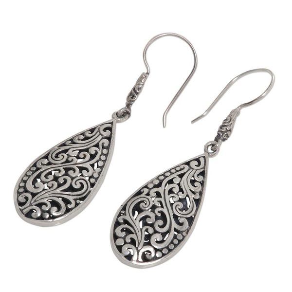 Alternate image for Sterling Silver Teardrop Dangle Earrings from Indonesia Blissful Tears