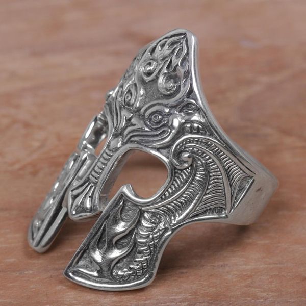 Alternate image for Sterling Silver Mens Dragon Balinese Warrior Ring Brawijaya Mask