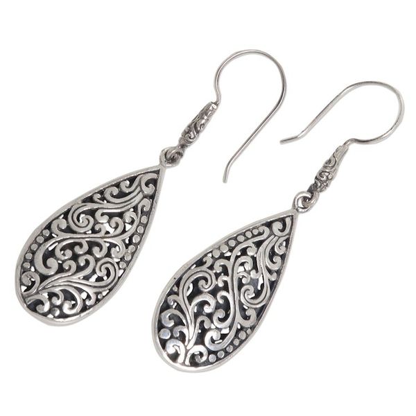 Alternate image for Sterling Silver Teardrop Dangle Earrings from Indonesia Blissful Tears