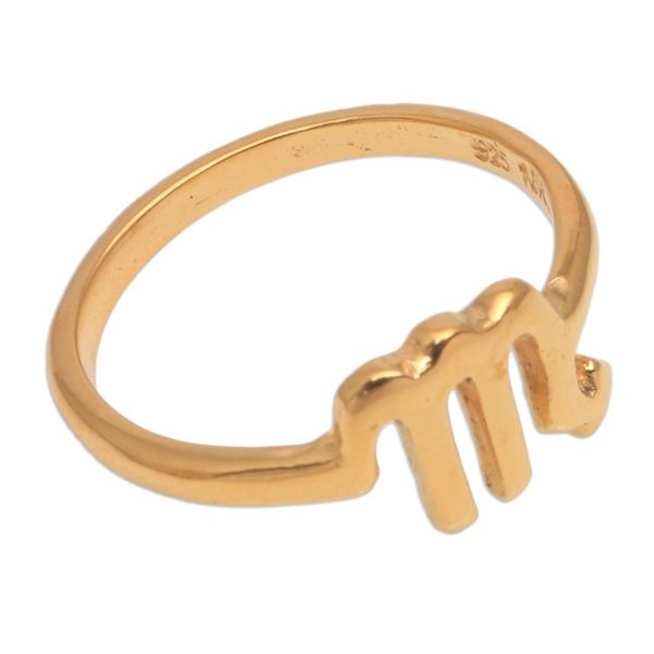 Alternate image for 18k Gold Plated Sterling Silver Scorpio Band Ring Golden Scorpio