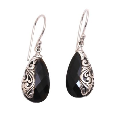 Alternate image for Drop-Shaped 5-Carat Onyx Dangle Earrings from Bali Night Sorceress